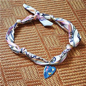 Polyester Fabric Necklace With Heart, approx 25-35mm, 68cm length [FR11855]