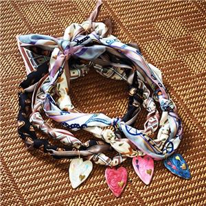 Polyester Fabric Necklace With Heart Painted Mixed, approx 25-35mm, 68cm length [FR11856]