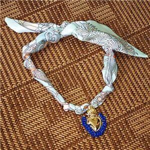 Polyester Fabric Necklace With Heart, approx 35-45mm, 68cm length [FR11857]