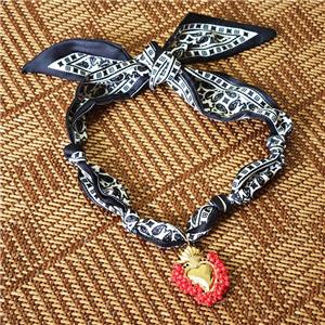 Polyester Fabric Necklace With Heart, approx 35-45mm, 68cm length [FR11858]