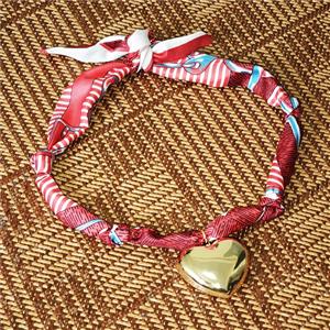 Polyester Fabric Necklace With Heart, approx 40mm, 68cm length [FR11865]