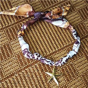 Polyester Fabric Necklace With Starfish, approx 38mm, 68cm length [FR11874]