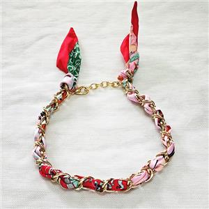 Polyester Fabric Aluminium Necklace Chain, approx 16mm, 45-50cm length [FR11913]