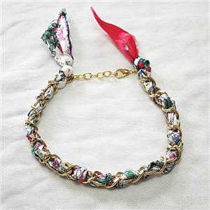 Polyester Fabric Aluminium Necklace Chain, approx 16mm, 45-50cm length [FR11914]