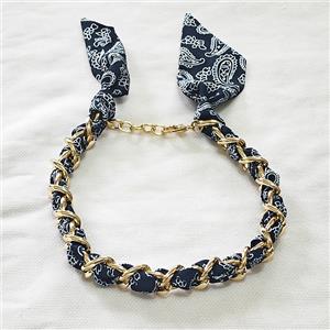 Polyester Fabric Aluminium Necklace Chain, approx 16mm, 45-50cm length [FR11915]