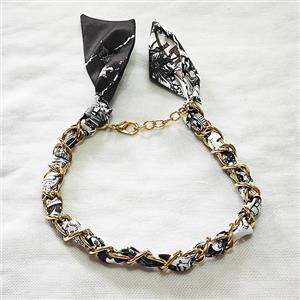 Polyester Fabric Aluminium Necklace Chain, approx 16mm, 45-50cm length [FR11916]