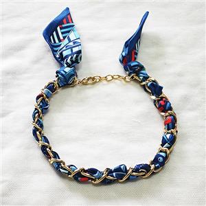Polyester Fabric Aluminium Necklace Chain, approx 16mm, 45-50cm length [FR11917]