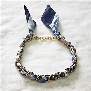 Polyester Fabric Aluminium Necklace Chain, approx 16mm, 45-50cm length [FR11918]