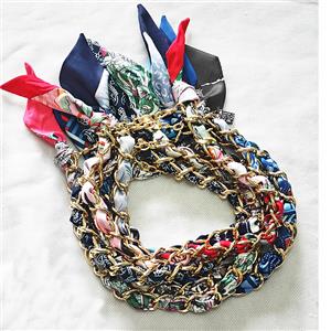 Polyester Fabric Aluminium Necklace Chain Mixed, approx 16mm, 45-50cm length [FR11919]