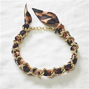 Polyester Fabric Alloy Necklace Chain, approx 18mm, 45cm length [FR11924]