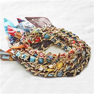 Polyester Fabric Alloy Necklace Chain Mixed, approx 18mm, 45cm length [FR11930]