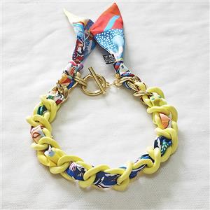 Polyester Fabric Resin Necklace Chain, approx 25mm, 45cm length [FR11931]