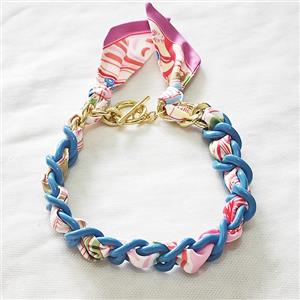 Polyester Fabric Resin Necklace Chain, approx 25mm, 45cm length [FR11932]