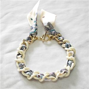 Polyester Fabric Resin Necklace Chain, approx 25mm, 45cm length [FR11934]