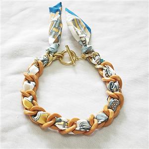 Polyester Fabric Resin Necklace Chain, approx 25mm, 45cm length [FR11935]