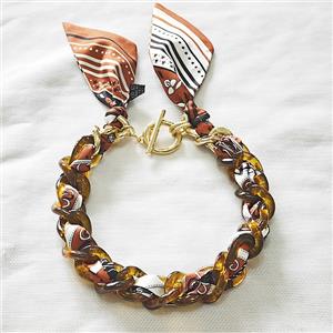 Polyester Fabric Resin Necklace Chain, approx 25mm, 45cm length [FR11936]