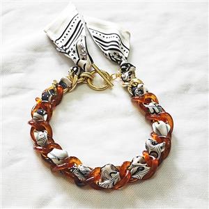 Polyester Fabric Resin Necklace Chain, approx 25mm, 45cm length [FR11937]