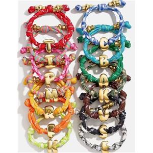 Nylon Cord Bracelet With Copper Letters Alphabet Mixed, approx 5mm, 20mm, 60mm dia [FR11940-L]