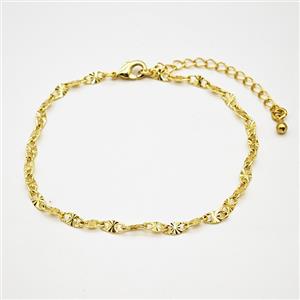 Copper Bracelets Chain Gold Plated, approx 3mm, 18-23cm length [FR11941]