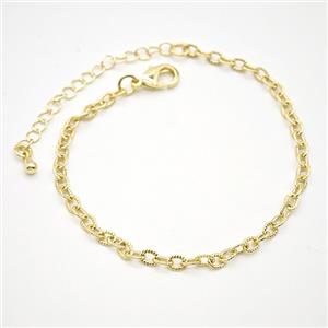 Copper Bracelets Chain Gold Plated, approx 3-4mm, 18-23cm length [FR11943]