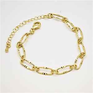 Copper Bracelets Chain Gold Plated, approx 6-14.5mm, 18-23cm length [FR11945]