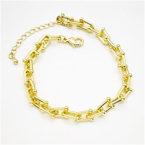 Copper Bracelets Chain Gold Plated, approx 6-14mm, 18-23cm length [FR11953]