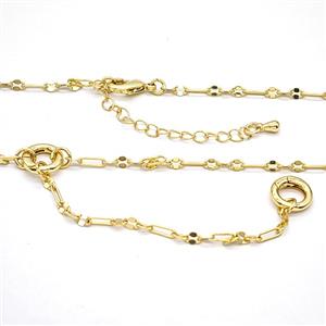 Copper Necklace Chain Gold Plated, approx 10mm, 3mm, 2-5mm, 40-45cm length [FR11996]