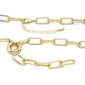 Copper Necklace Chain Gold Plated, approx 15mm, 7-16mm, 40-45cm length [FR12004]