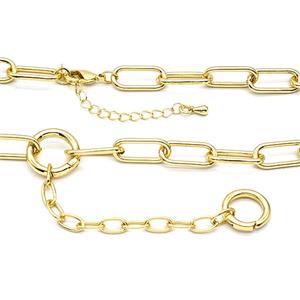 Copper Necklace Chain Gold Plated, approx 13mm, 7-16mm, 40-45cm length [FR12005]