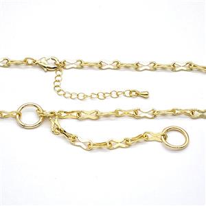 Copper Necklace Chain Gold Plated, approx 12mm, 4-10mm, 40-45cm length [FR12006]