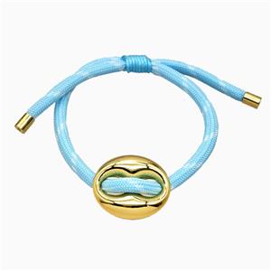 Lt.blue Nylon Bracelet With Steel Pignose Adjustable, approx 22-28mm, 5mm [FR12023]