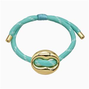 Green Nylon Bracelet With Steel Pignose Adjustable, approx 22-28mm, 5mm [FR12026]