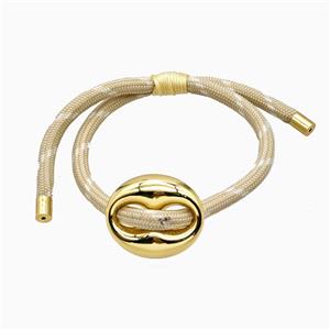 Khaki Nylon Bracelet With Steel Pignose Adjustable, approx 22-28mm, 5mm [FR12028]