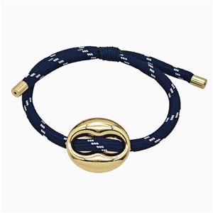 Darkblue Nylon Bracelet With Steel Pignose Adjustable, approx 22-28mm, 5mm [FR12029]