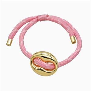 Pink Nylon Bracelet With Steel Pignose Adjustable, approx 22-28mm, 5mm [FR12030]