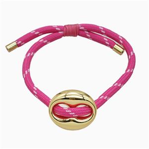 Hotpink Nylon Bracelet With Steel Pignose Adjustable, approx 22-28mm, 5mm [FR12031]