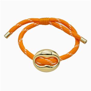 Orange Nylon Bracelet With Steel Pignose Adjustable, approx 22-28mm, 5mm [FR12033]
