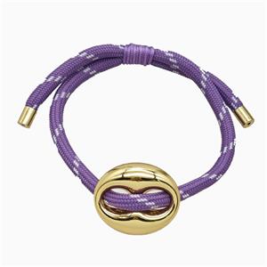 Lavender Nylon Bracelet With Steel Pignose Adjustable, approx 22-28mm, 5mm [FR12034]