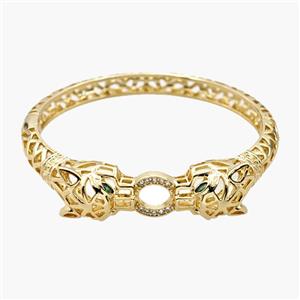 Copper Leopard Bangles Pave Zirconia 18K Gold Plated, approx 15-20mm, 60mm dia [FR12038]