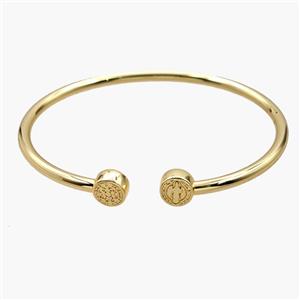Copper Open Cuff San Judas Bangles 18K Gold Plated, approx 9mm, 60mm dia [FR12042]