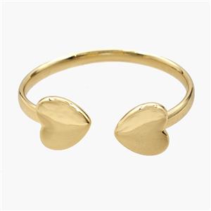 Copper Open Cuff Heart Bangles 18K Gold Plated, approx 19.5mm, 60mm dia [FR12043]
