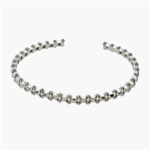 Copper Open Cuff Bangles Platinum Plated, approx 7mm, 50-60mm dia [FR12044]