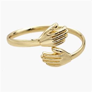Copper Open Cuff Hand Cuddle Bangles 18K Gold Plated, approx 18-25mm, 50-65mm dia [FR12047]