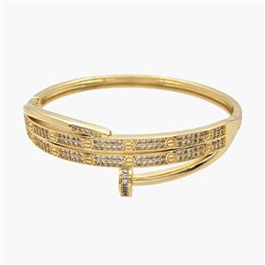 Copper Bangles Pave Zirconia 18K Gold Plated, approx 12mm, 50-55mm dia [FR12049]