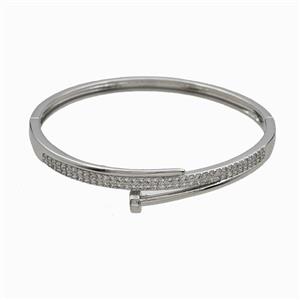 Copper Bangles Pave Zirconia Platinum Plated, approx 5mm, 50-55mm dia [FR12061]