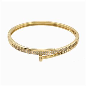 Copper Bangles Pave Zirconia 18K Gold Plated, approx 5mm, 50-55mm dia [FR12062]