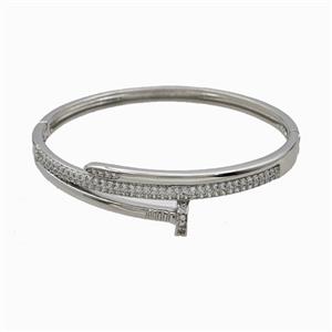 Copper Bangles Pave Zirconia Platinum Plated, approx 6-14mm, 50-55mm dia [FR12063]