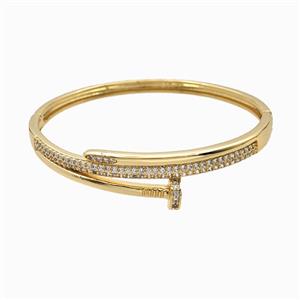 Copper Bangles Pave Zirconia 18K Gold Plated, approx 6-14mm, 50-55mm dia [FR12064]