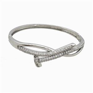 Copper Bangles Pave Zirconia Platinum Plated, approx 4-18mm, 50-55mm dia [FR12065]