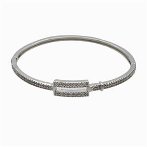 Copper Bangles Pave Zirconia Platinum Plated, approx 8-17mm, 50-60mm dia [FR12067]